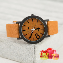 Moda kaki lienzo reloj de pulsera de estilo de madera de estilo Cestbella regalos especiales Watch